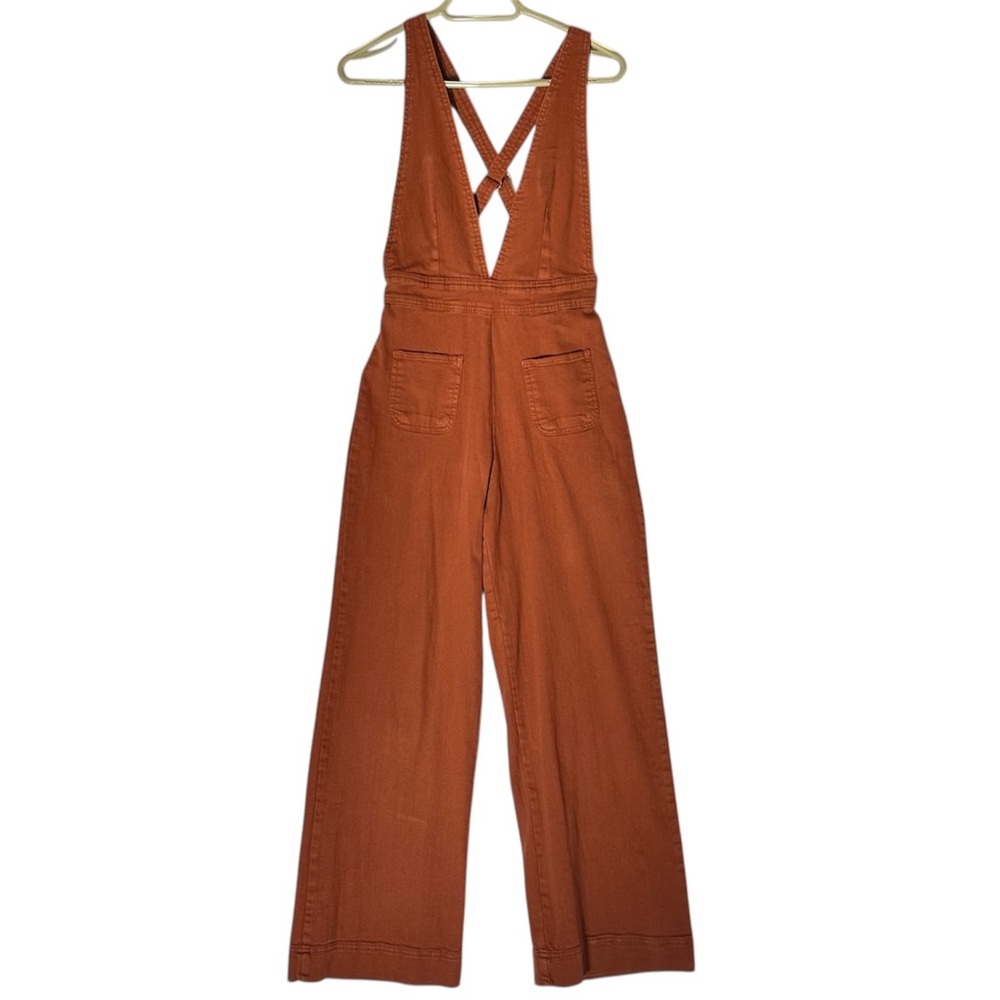 Dollhouse Rust/Orange Jumpsuit Wide Leg Criss Cross Straps Size 5